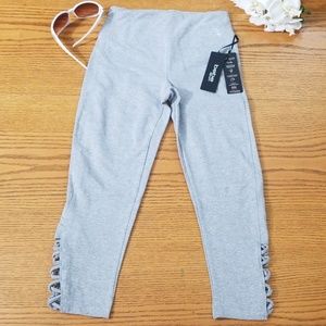 Bebe Sport Rhinestone Logo Capris